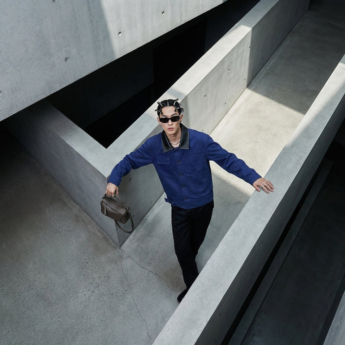 Veste workwear rétro homme bleue multi-poches - Koreanxwear