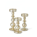 Set of unique mercury bubble pillar candle holders