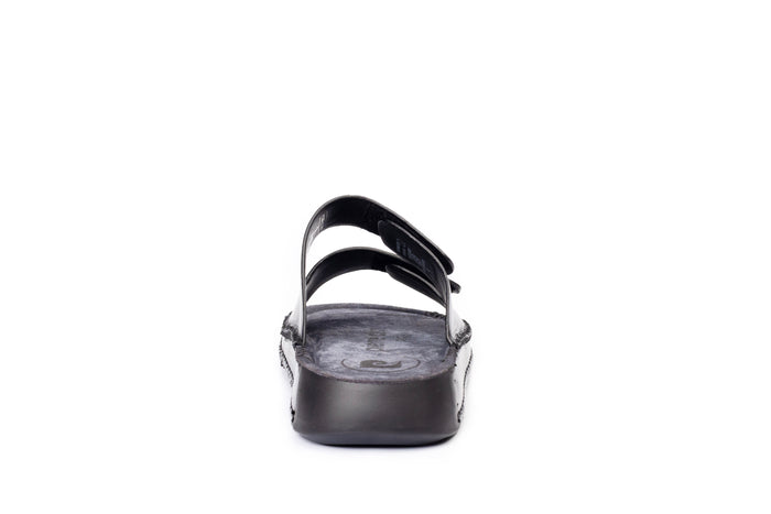 Riviera: Black Polished Strapless Sandal