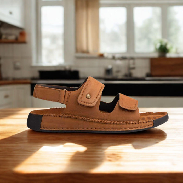 Riviera: Camel Nubuck Sandal