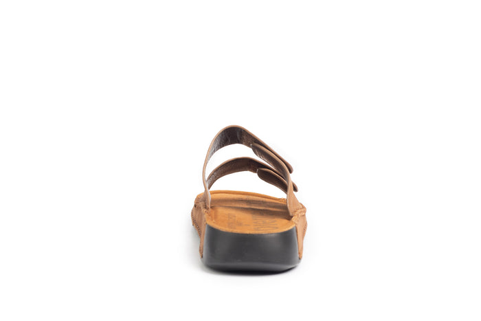 Riviera: Camel Nubuck Strapless Sandal