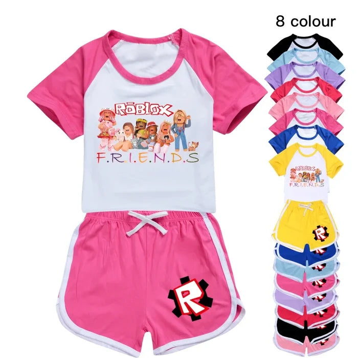 Roblox Summer Sports Set – Unisex T-Shirt & Shorts Outfit for Kids