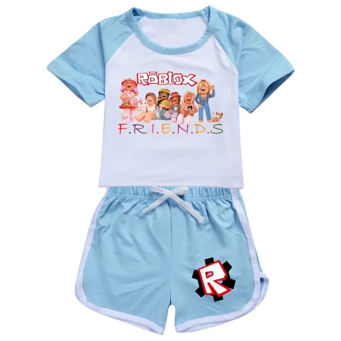 Roblox Summer Sports Set – Unisex T-Shirt & Shorts Outfit for Kids