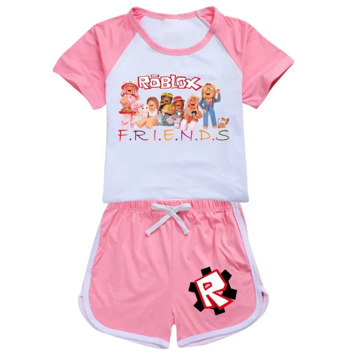 Roblox Summer Sports Set – Unisex T-Shirt & Shorts Outfit for Kids