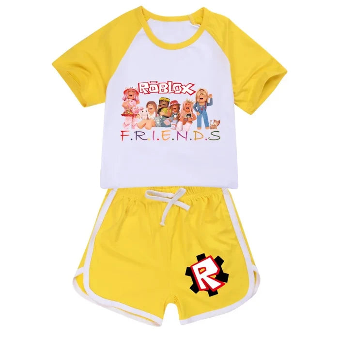 Roblox Summer Sports Set – Unisex T-Shirt & Shorts Outfit for Kids