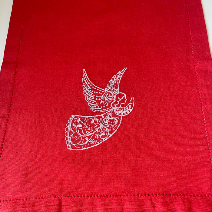 Rosemaling Angel on 36" Red Runner