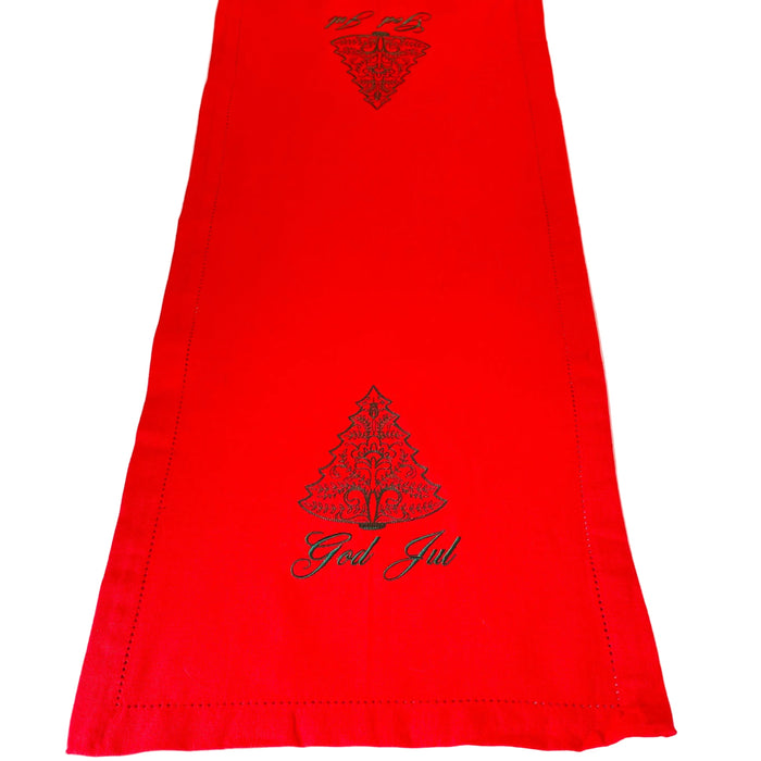 Rosemaling Christmas Tree on 36" Red Runner