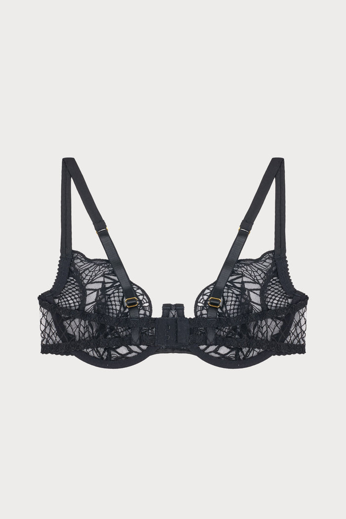 Roxy Black Embroidered Demi Bra