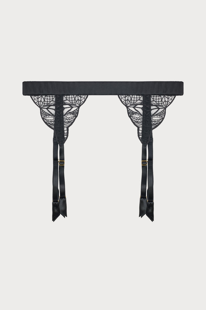 Roxy Black Embroidered Suspender Belt