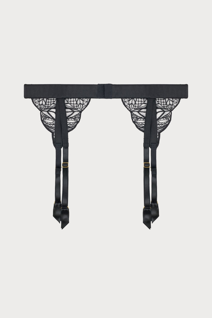 Roxy Black Embroidered Suspender Belt