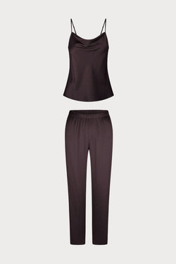 Satin Cami Top & Pants Pyjama Set Dark Pepper