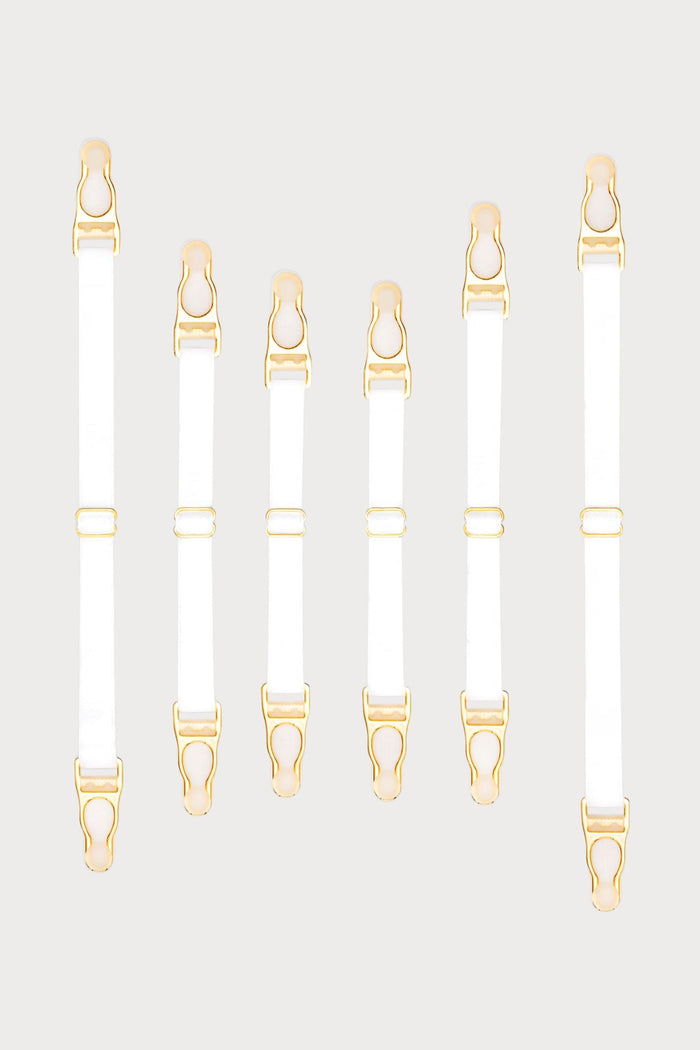 Maison Close Set of 6 Suspender Straps in White/Gold - Naughty Knickers