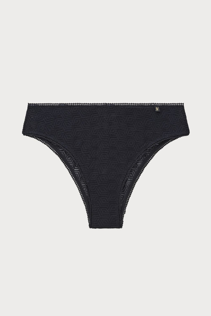 Nudea Sheer Deco High Leg Brief Black