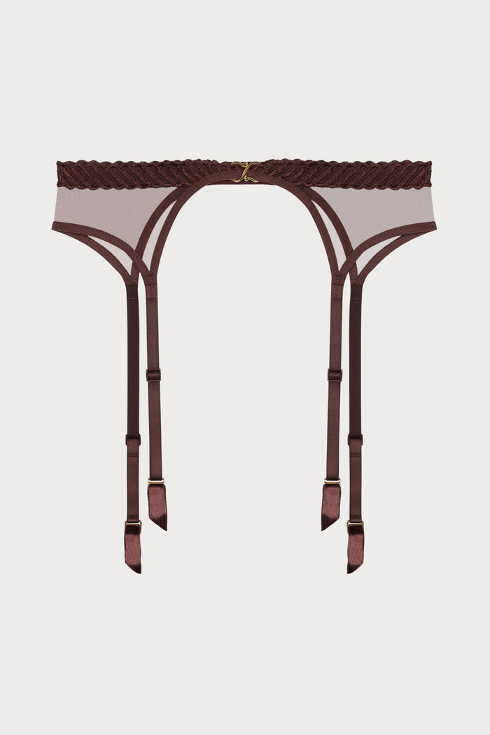 Sheer Emotion Brown Suspender Belt