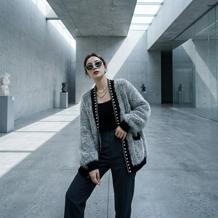 Cardigan tricoté brillant femme - Mode Coréenne Hiver - Koreanxwear