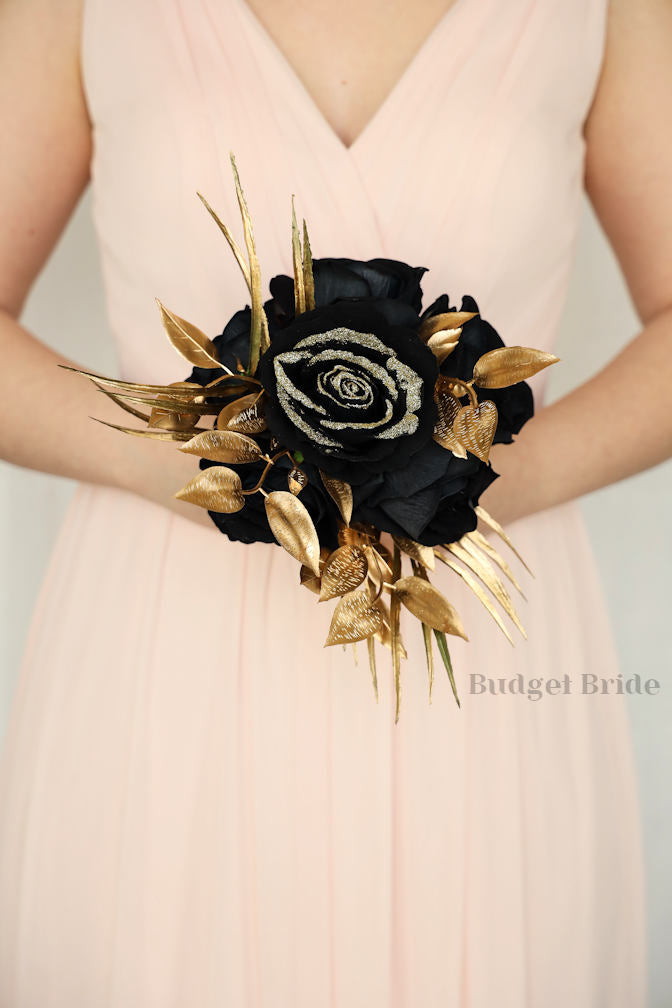 Silk Wedding Bouquet in Black and Gold - $195.00 | New Year Collection