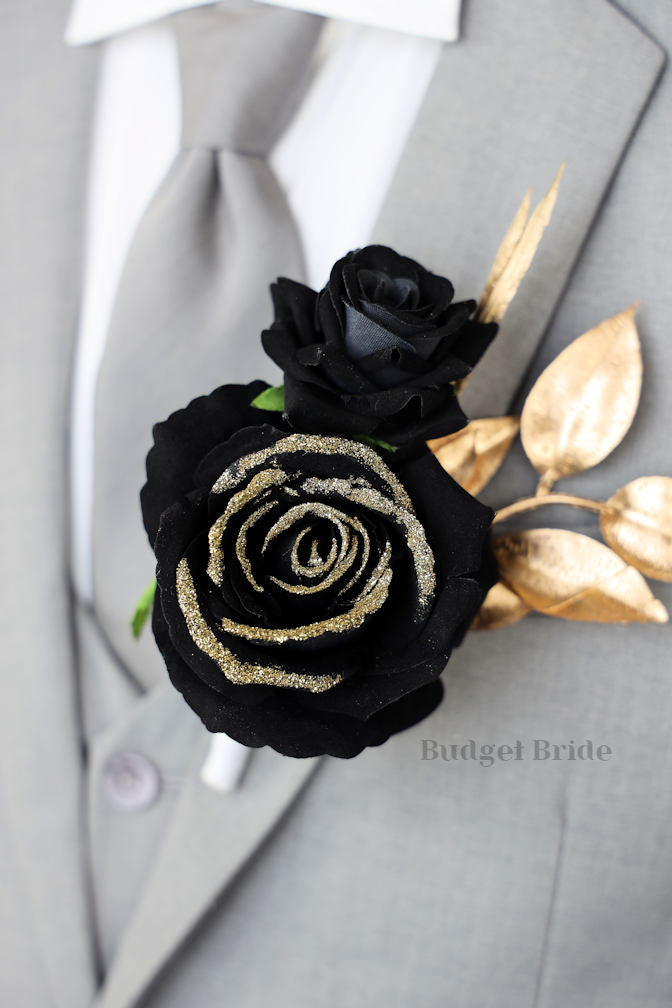 Silk Wedding Bouquet in Black and Gold - $65.00 | New Year Collection