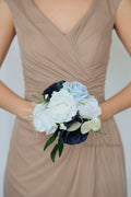 Silk Wedding Bouquet in Blue and Gold - $39.50 | Soren Collection