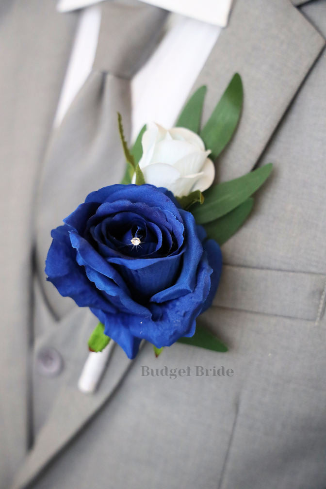 Silk Wedding Bouquet in Mixed Blues - $170.00 | Elric Collection