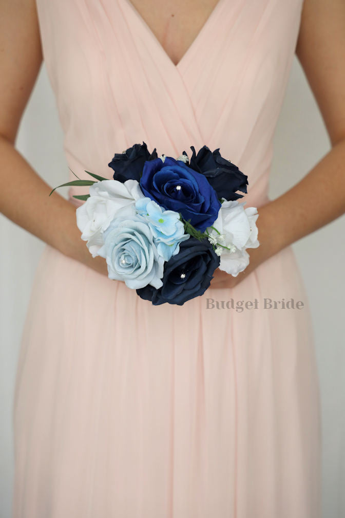 Silk Wedding Bouquet in Mixed Blues - $58.50 | Elric Collection