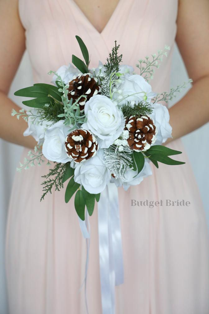 Silk Wedding Bouquet with Pine Cones - $65.00 | Eve Collection