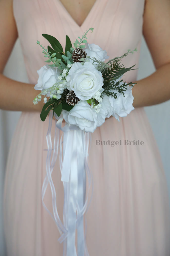 Silk Wedding Bouquet with Pine Cones - $65.00 | Eve Collection