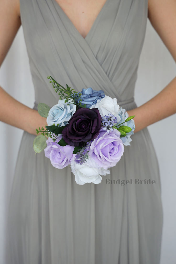 Silk Wedding Bouquet with Steel Blue - $39.50 | Nen Collection