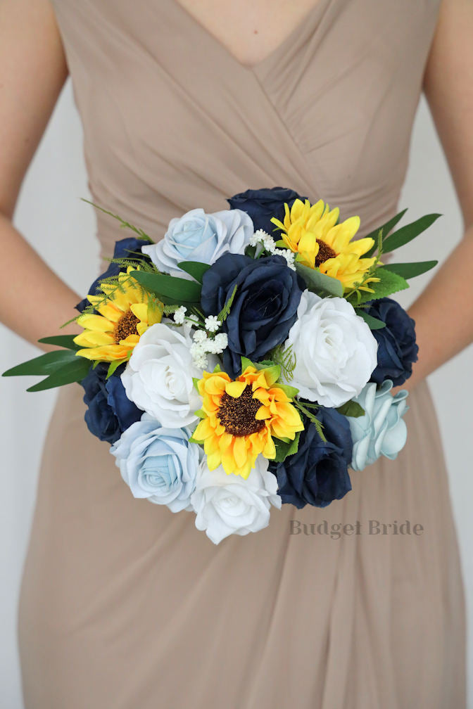 Silk Wedding Bouquet with Sunflowers - $170.00 | Gemini Collection