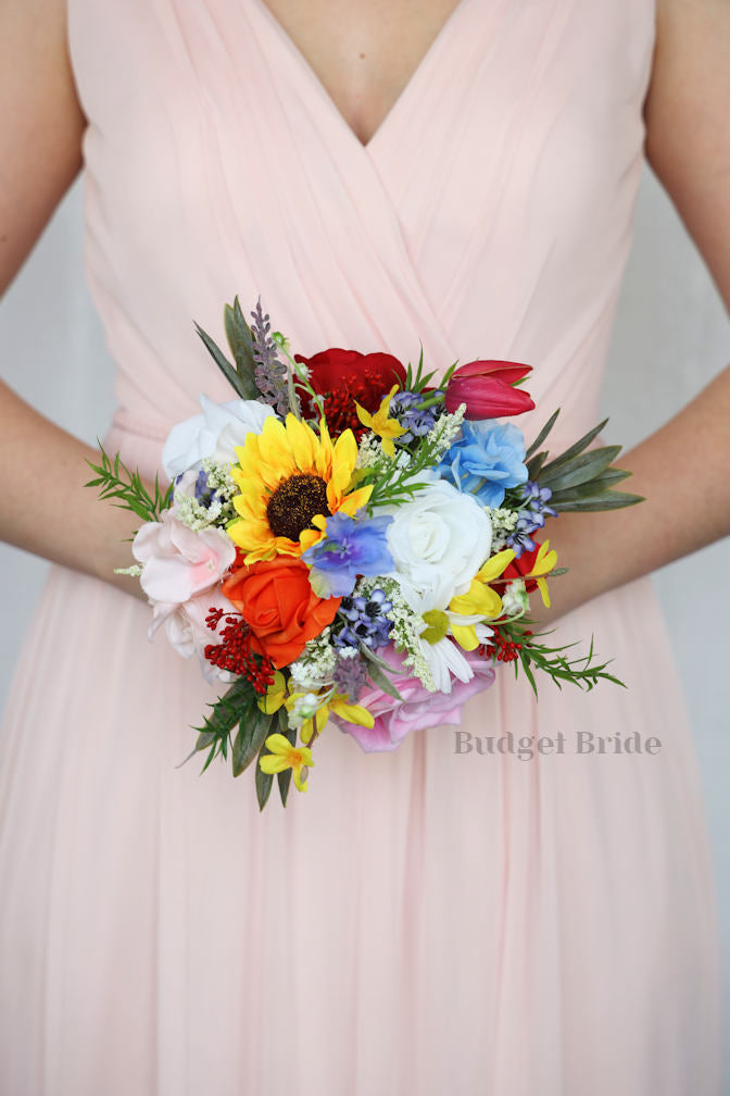 Silk Wedding Bouquet with Wildflowers - $45.00 | Isla Collection