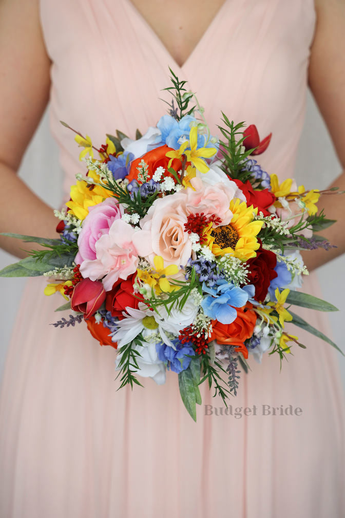 Silk Wedding Bouquet with Wildflowers - $45.00 | Isla Collection