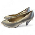 Silver metallic leather kitten heels