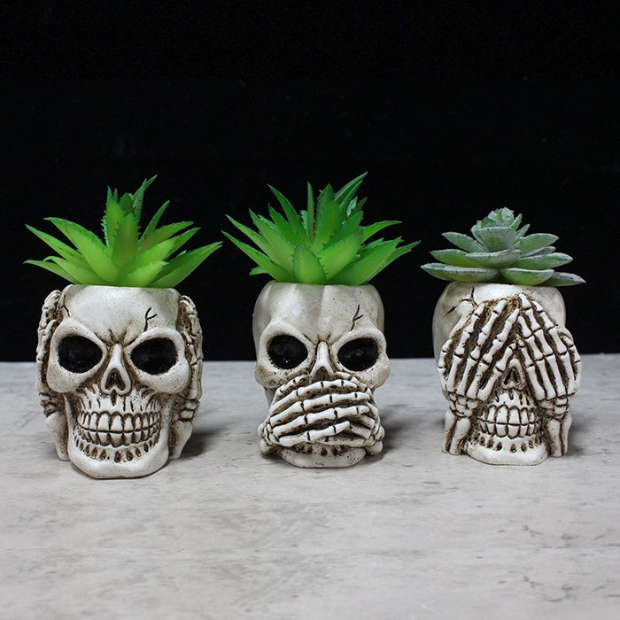 Skeleton Resin Flower Pot 3 Set