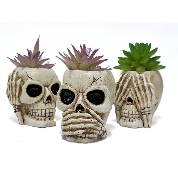 Skeleton Resin Flower Pot 3 Set