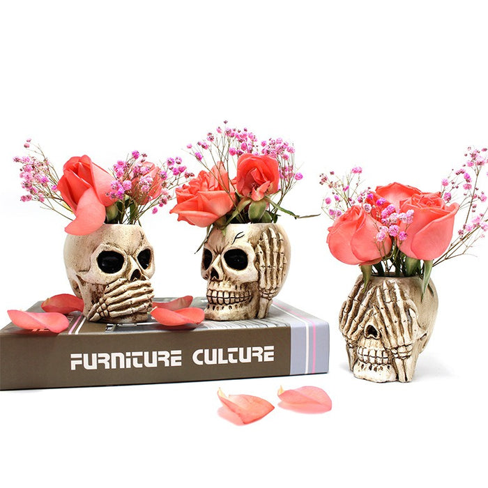 Skeleton Resin Flower Pot 3 Set