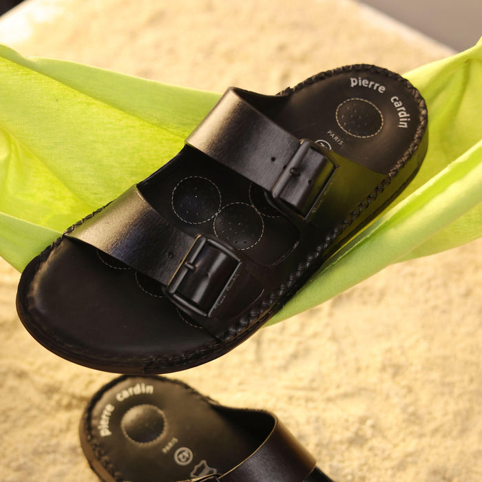 Soul Cloud: Black Adjustable Dual-strap Sandal