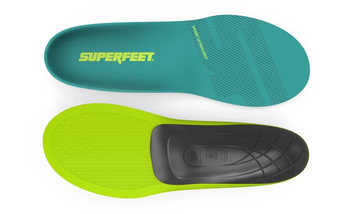 Superfeet's Sport Ultralight Insoles against a white background.