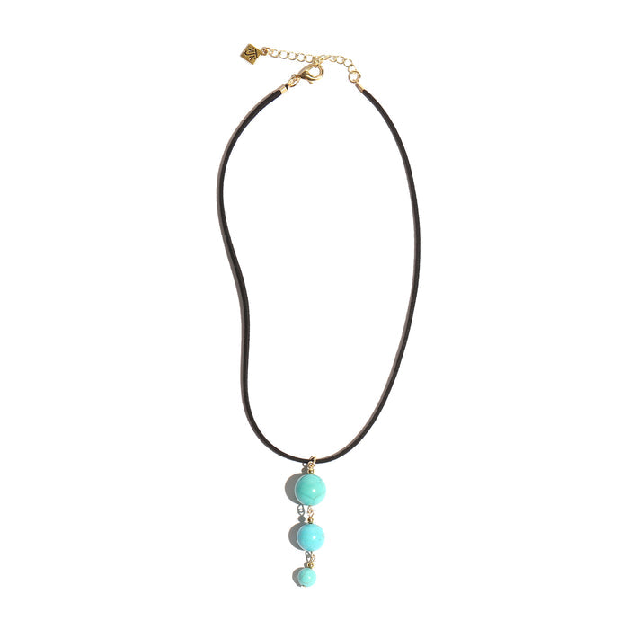 Necklace with turquoise beads on a white background