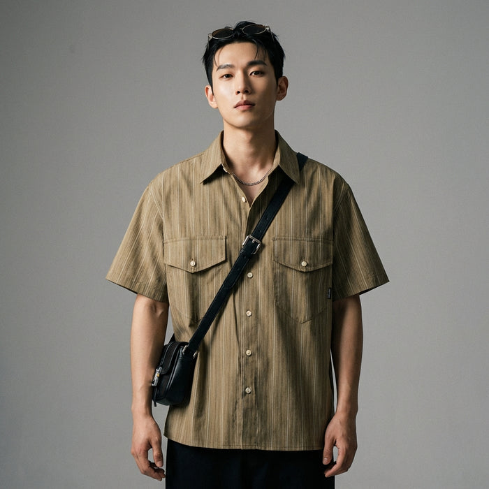 Chemise rayée loose homme streetwear K-fashion - Taille M