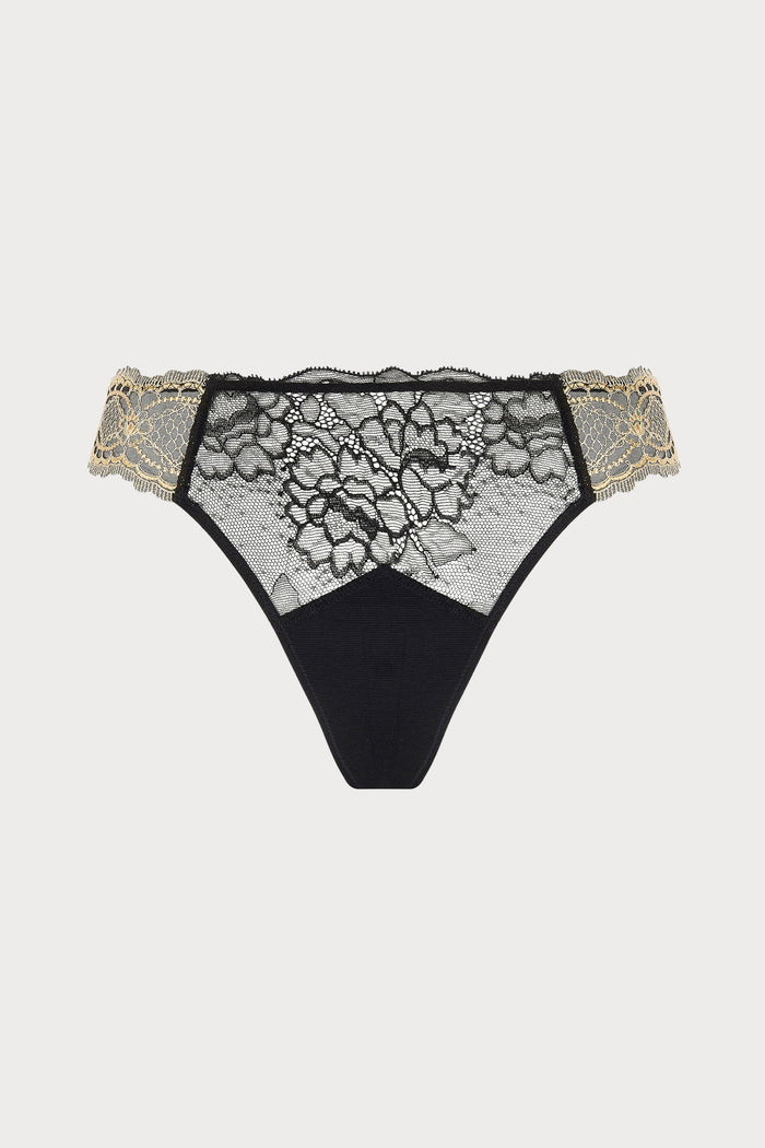 Lise Chamrel Sublime En Or Black & Gold Thong