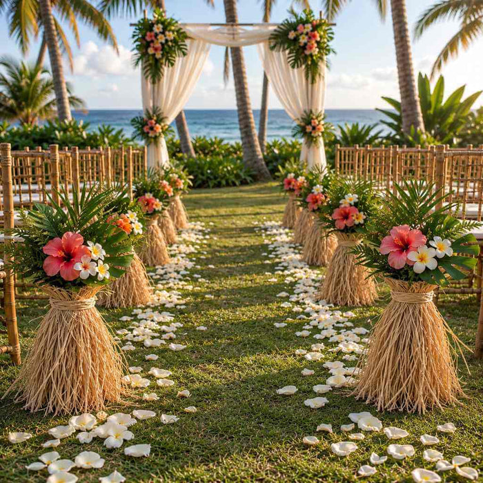 Trimmed Natural Raffia Bundle 300 grams used for tropical wedding aisle markers