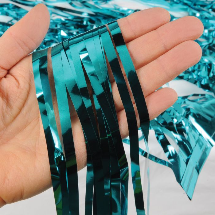 Turquoise Metallic Fringe Door Curtain