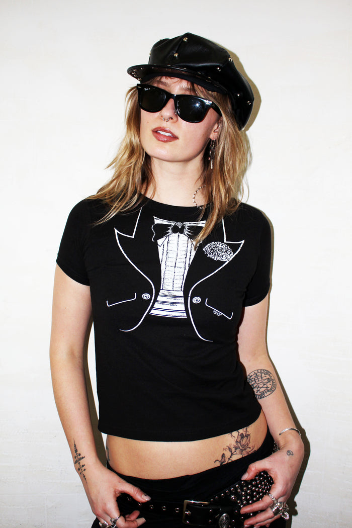 TUXEDO TSHIRT (Womens Baby Tee)
