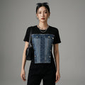 T-shirt effet deux pièces denim femme, mode coréenne streetwear - Taille One Size