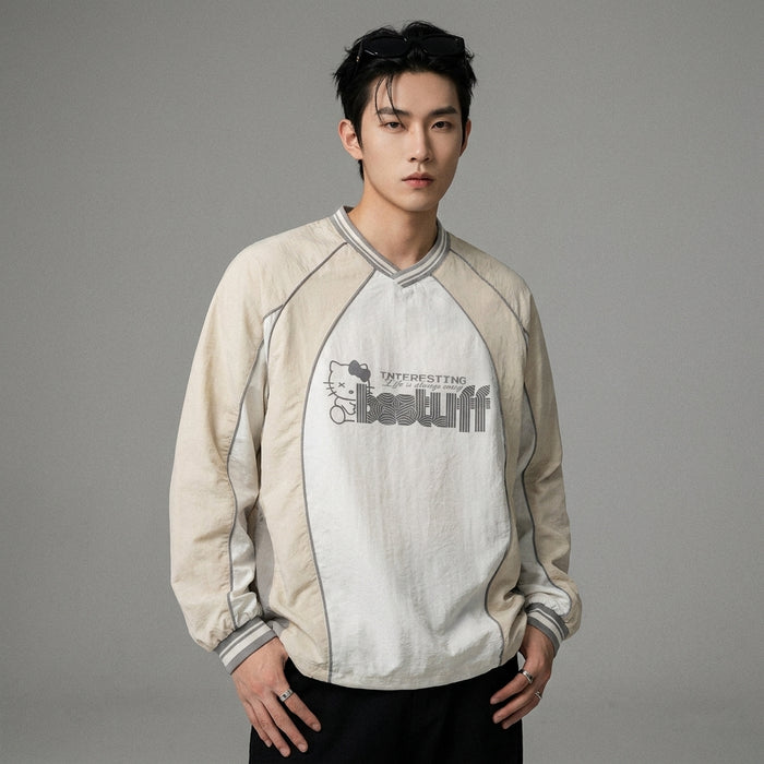 Sweatshirt bicolore homme col rond manches longues - Koreanxwear - Taille M