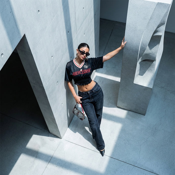 Top court sportif col V femme - Koreanxwear