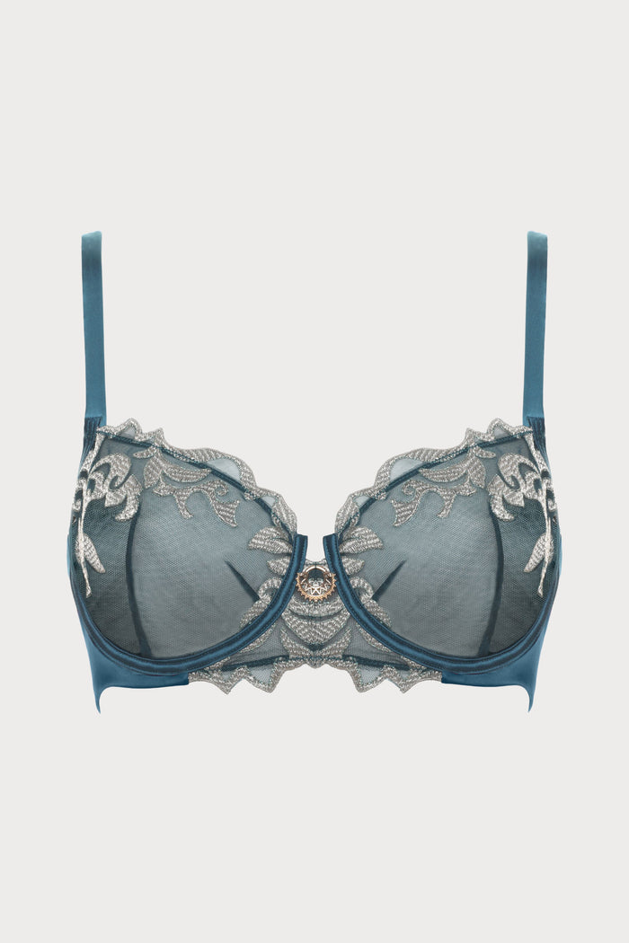 Prelude Venus Teal Embroidery Balcony Bra
