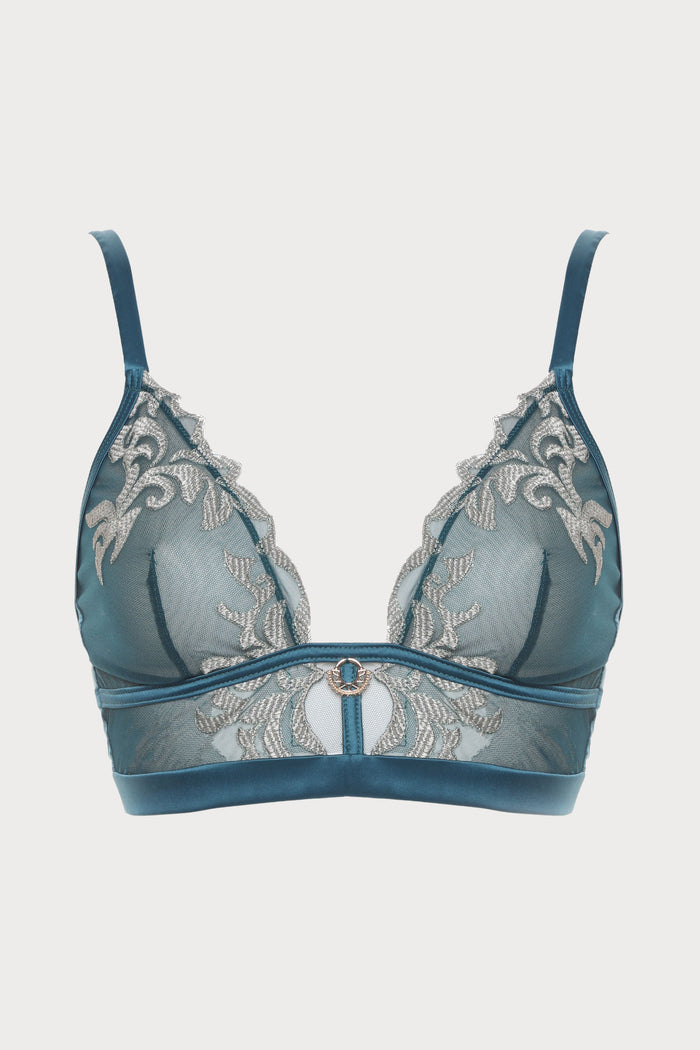 Prelude Venus Teal Embroidery Wireless Bralette