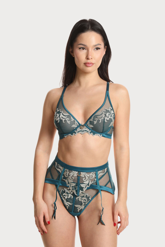 Prelude Venus Teal Embroidery Wired Triangle Bra