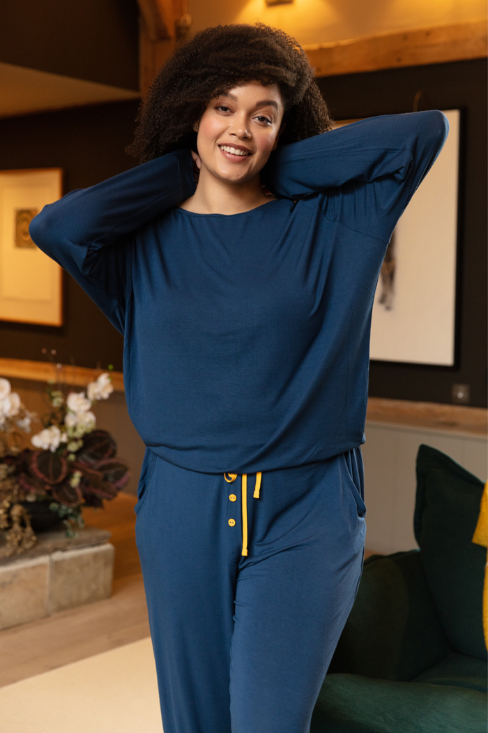 Cyberjammies Verity Petrol Blue Jersey Pants