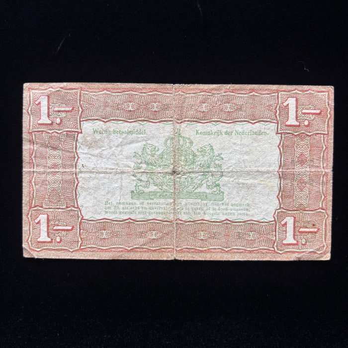 Vintage Banknote 1938 Zilverbon Currency 1 Gulden Netherlands Dutch Silver Note